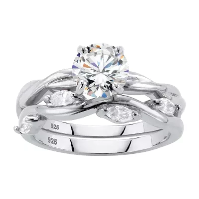 DiamonArt® Womens 1 / CT. T.W. White Cubic Zirconia Sterling Silver Bridal Set
