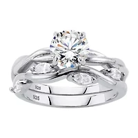 DiamonArt® Womens 1 / CT. T.W. White Cubic Zirconia Sterling Silver Bridal Set