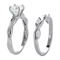 DiamonArt® Womens 1 / CT. T.W. White Cubic Zirconia Sterling Silver Bridal Set