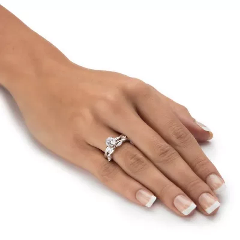 DiamonArt® Womens 1 / CT. T.W. White Cubic Zirconia Sterling Silver Bridal Set