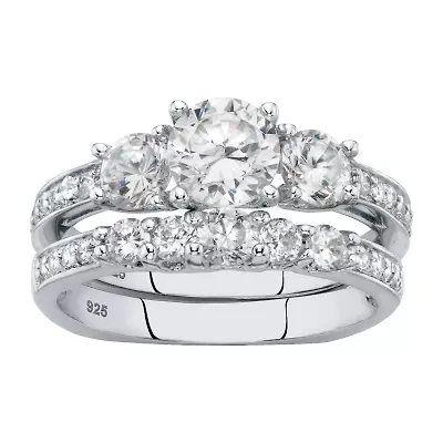 DiamonArt® Womens 2 CT. T.W. White Cubic Zirconia Sterling Silver Bridal Set
