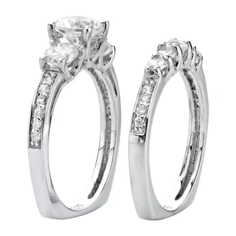 DiamonArt® Womens 2 CT. T.W. White Cubic Zirconia Sterling Silver Bridal Set