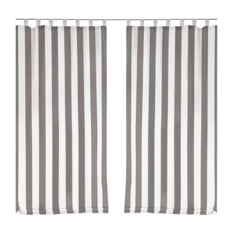Elrene Home Fashions Highland Stripe Uv 50+ Tab Top Light-Filtering Single Outdoor Curtain Panel