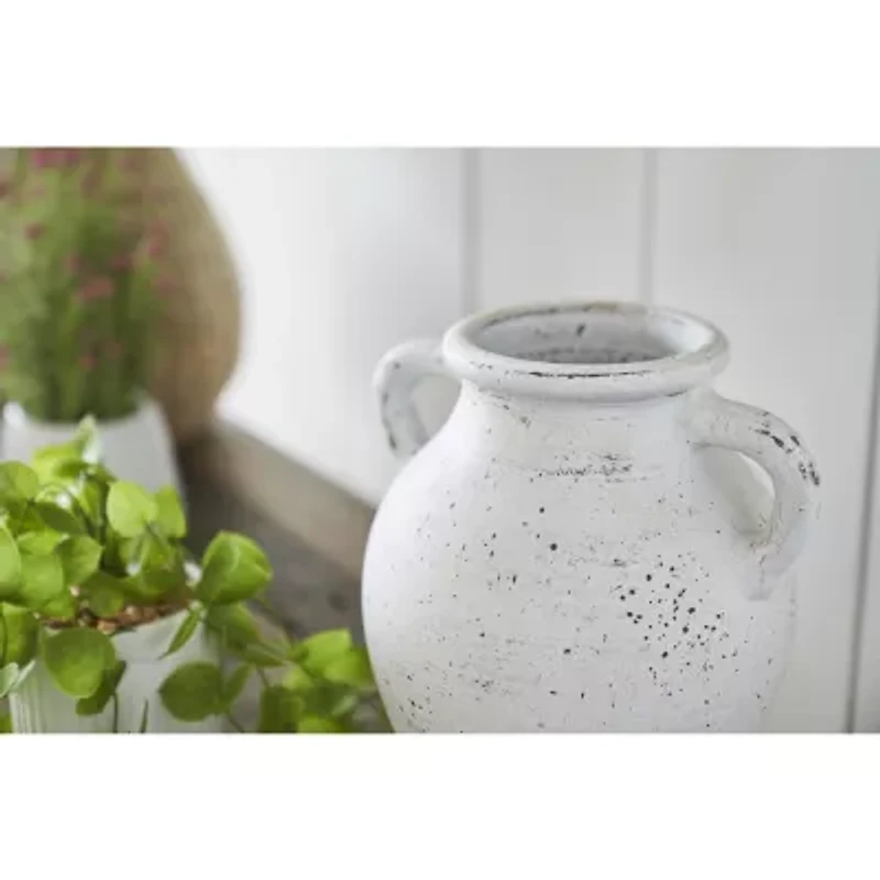 Linden Street 10 In White Terracotta Vase