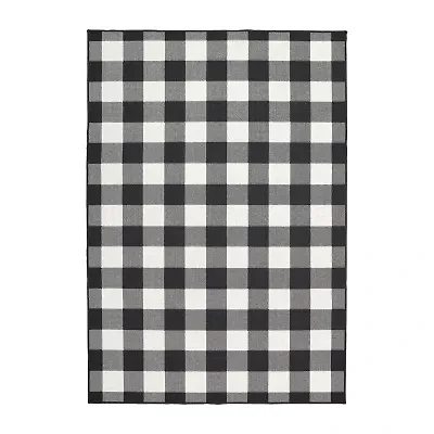 Covington Home Martinique Gingham Plaid Indoor Outdoor Rectangular Accent Rug