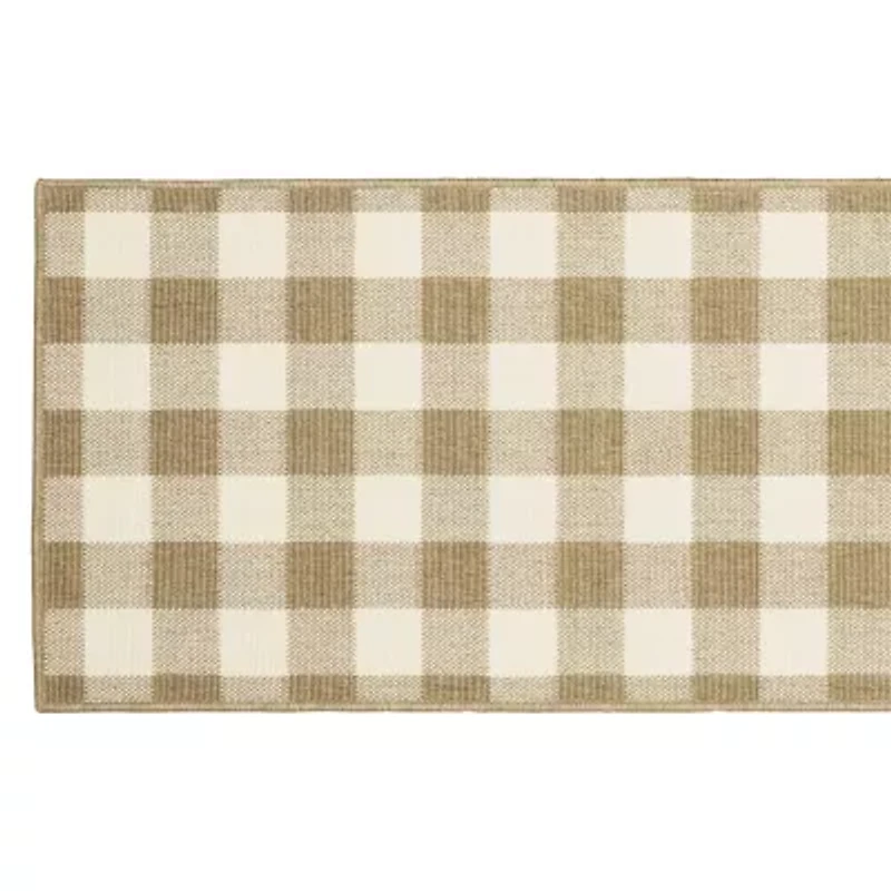 Covington Home Martinique Gingham Plaid 2'3"X7'6" Indoor Outdoor Rectangular Runner