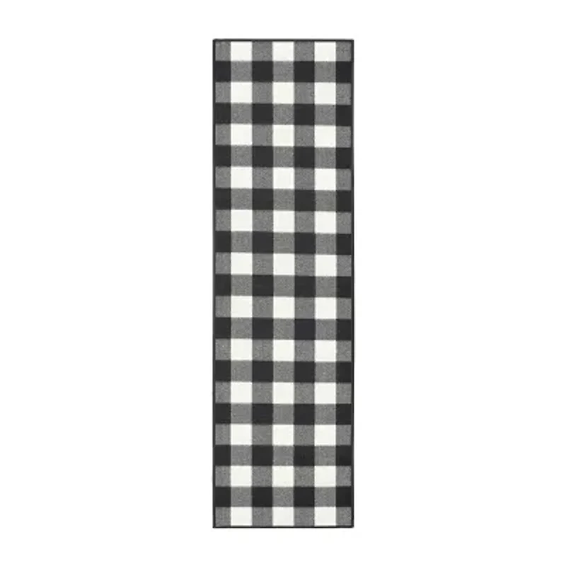 Covington Home Martinique Gingham Plaid 2'3"X7'6" Indoor Outdoor Rectangular Runner