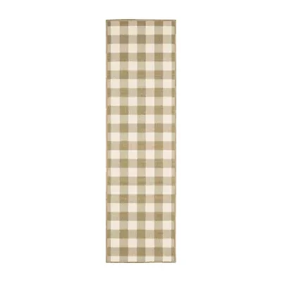 Covington Home Martinique Gingham Plaid 2'3"X7'6" Indoor Outdoor Rectangular Runner