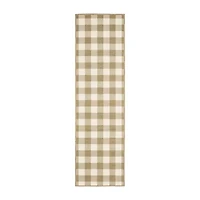 Covington Home Martinique Gingham Plaid 2'3"X7'6" Indoor Outdoor Rectangular Runner