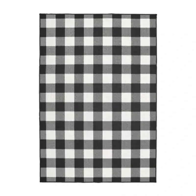 Covington Home Martinique Gingham Plaid Indoor Outdoor Rectangular Accent Rug