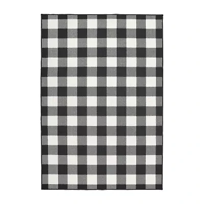 Covington Home Martinique Gingham Plaid Indoor Outdoor Rectangular Accent Rug