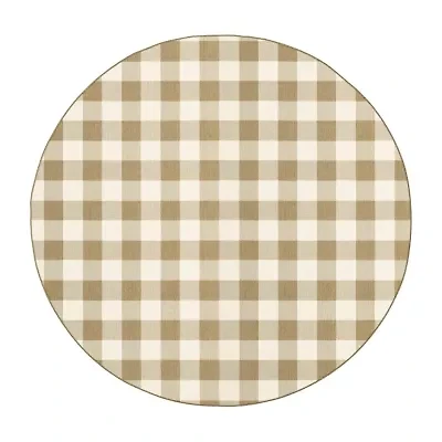 Covington Home Martinique Gingham Plaid 7'10" X Indoor Outdoor Round Area Rug