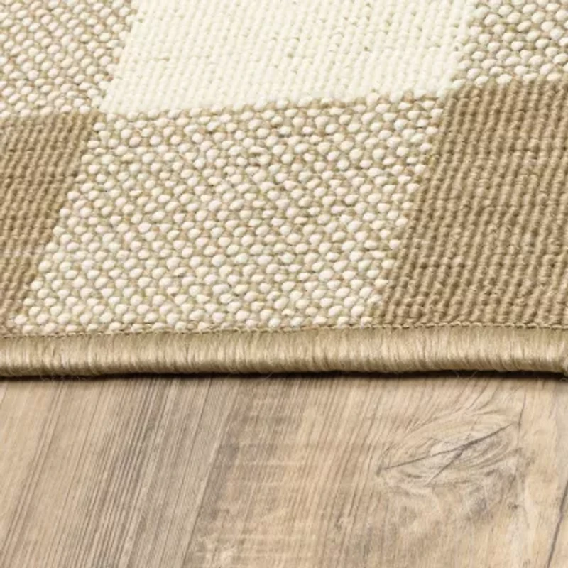 Covington Home Martinique Gingham Plaid 7'10" X Indoor Outdoor Round Area Rug