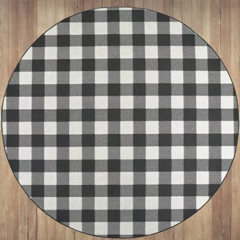Covington Home Martinique Gingham Plaid 7'10" X Indoor Outdoor Round Area Rug