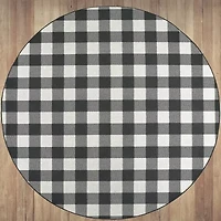 Covington Home Martinique Gingham Plaid 7'10" X Indoor Outdoor Round Area Rug