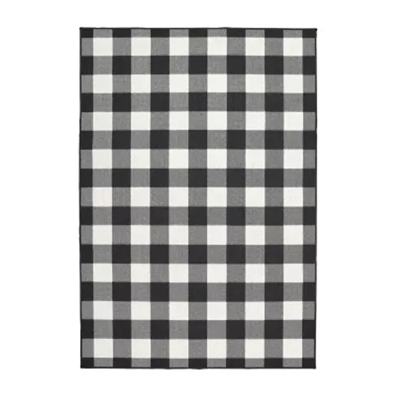 Covington Home Martinique Gingham Plaid Indoor Outdoor Rectangular Area Rug