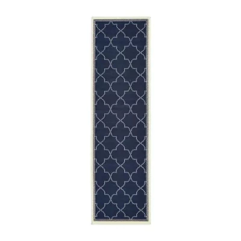 Covington Home Martinique Scallop Trellis 2'3"X7'6" Indoor Outdoor Rectangular Runner