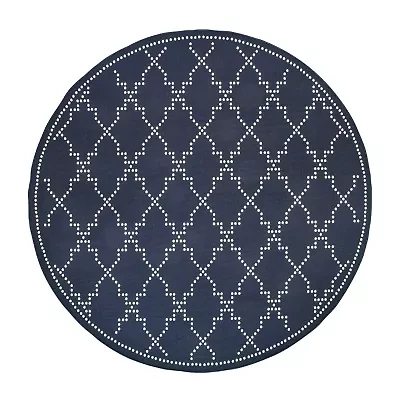 Covington Home Martinique Trellis 7'10" X 7'10" Indoor Outdoor Round Area Rug