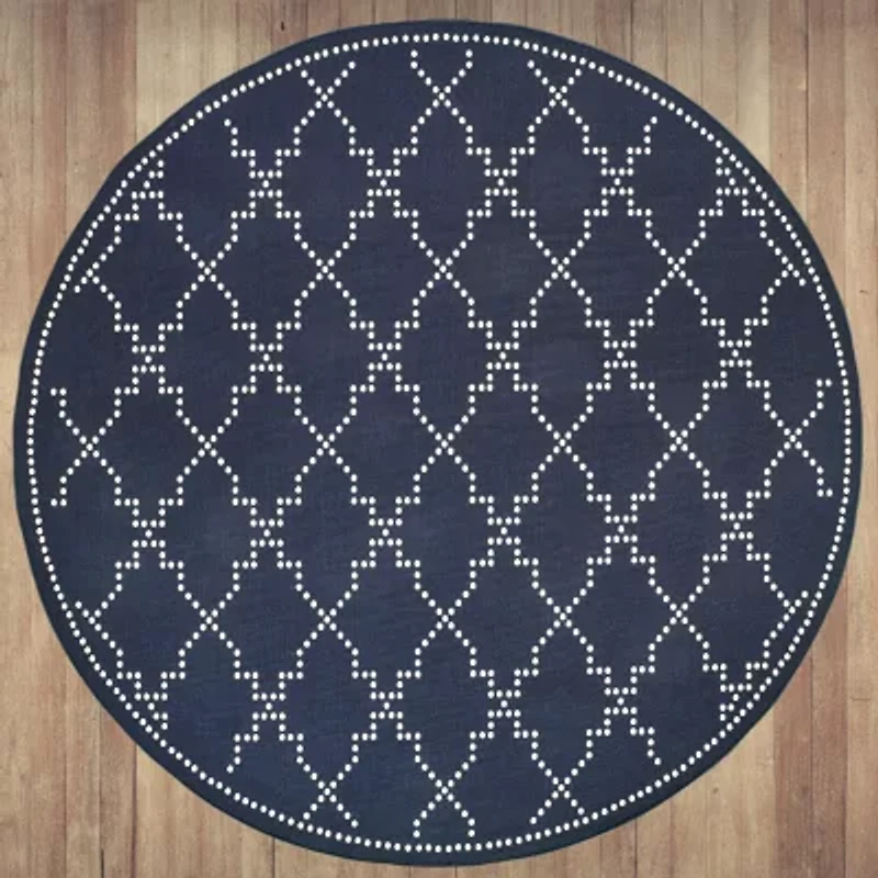 Covington Home Martinique Trellis 7'10" X 7'10" Indoor Outdoor Round Area Rug