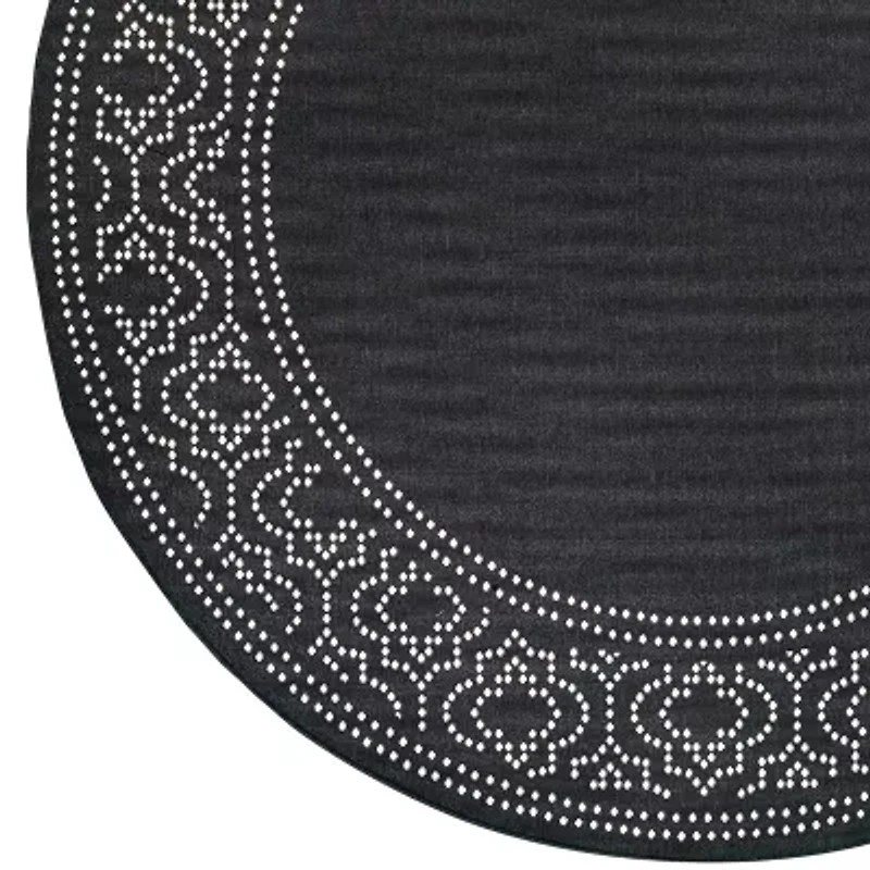 Covington Home Martinique Bordered 7'10" X 7'10" Indoor Outdoor Round Area Rug