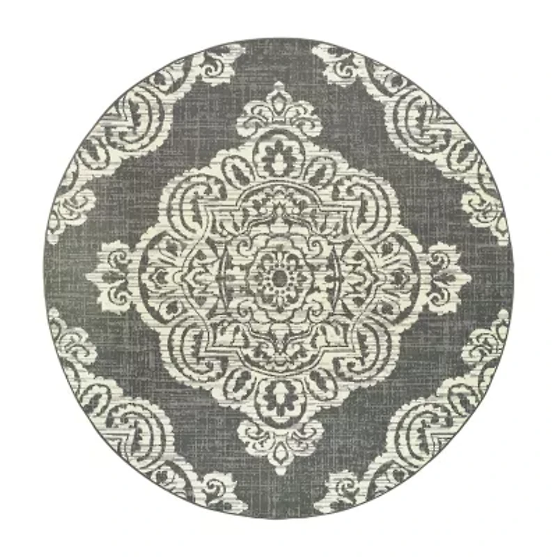 Covington Home Martinique Center Medallion 7'10" X 7'10" Indoor Outdoor Round Area Rug