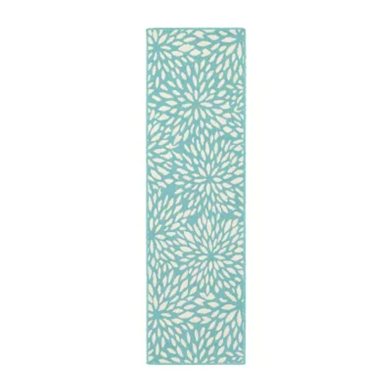 Covington Home Marquesas Blooms 2'3"X7'6" Indoor Outdoor Rectangular Runner