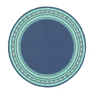 Covington Home Marquesas Border 7'10"X7'10" Indoor Outdoor Round Area Rug