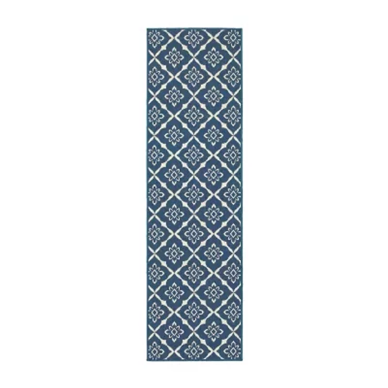 Covington Home Marquesas Floral Diamond 2'3"X7'6" Indoor Outdoor Rectangular Runner