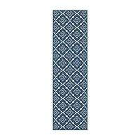 Covington Home Marquesas Floral Diamond 2'3"X7'6" Indoor Outdoor Rectangular Runner