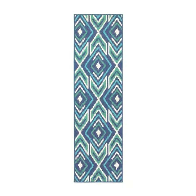 Covington Home Marquesas Diamond Ikat 2'3"X7'6" Indoor Outdoor Rectangular Runner