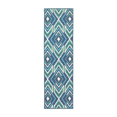 Covington Home Marquesas Diamond Ikat 2'3"X7'6" Indoor Outdoor Rectangular Runner