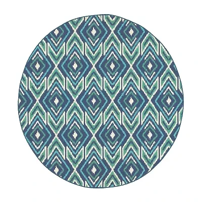 Covington Home Marquesas Diamond Ikat 7'10"X7'10" Indoor Outdoor Round Area Rug