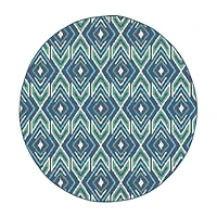 Covington Home Marquesas Diamond Ikat 7'10"X7'10" Indoor Outdoor Round Area Rug
