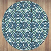 Covington Home Marquesas Diamond Ikat 7'10"X7'10" Indoor Outdoor Round Area Rug