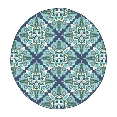 Covington Home Marquesas Medallion 7'10"X7'10" Indoor Outdoor Round Area Rug