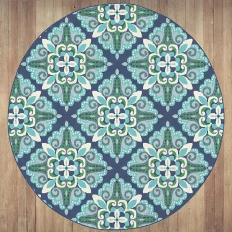 Covington Home Marquesas Medallion 7'10"X7'10" Indoor Outdoor Round Area Rug