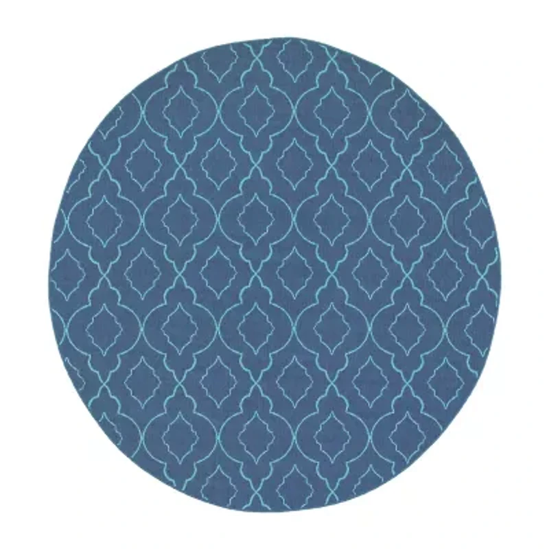 Covington Home Marquesas Morrocan Trellis 7'10"X7'10" Indoor Outdoor Round Area Rug