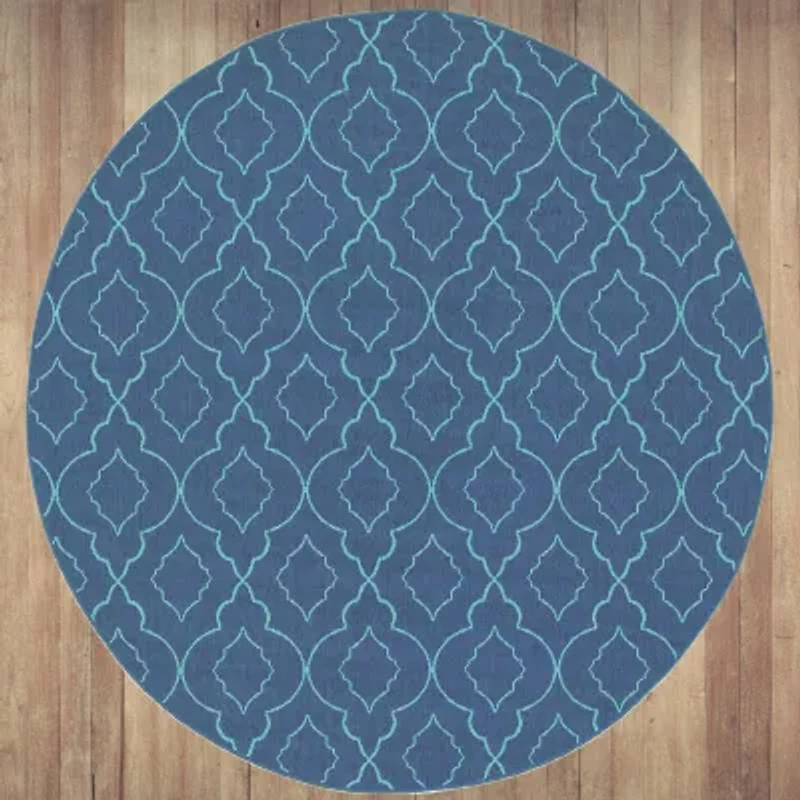 Covington Home Marquesas Morrocan Trellis 7'10"X7'10" Indoor Outdoor Round Area Rug