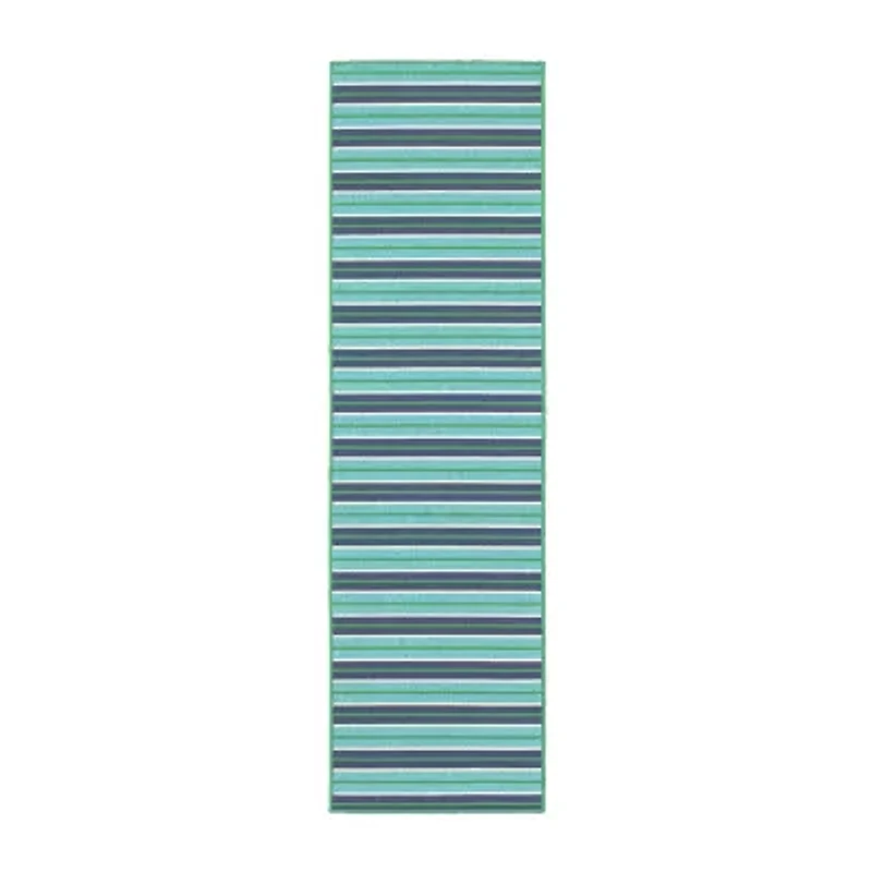 Covington Home Marquesas Multi Stripe 2'3"X7'6" Indoor Outdoor Rectangular Runner