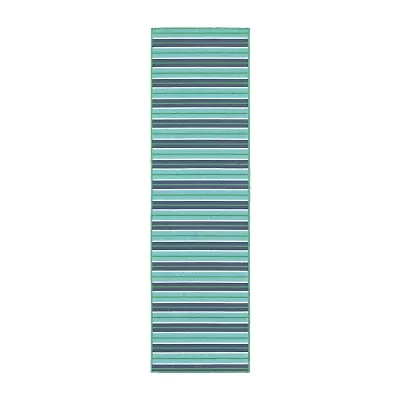 Covington Home Marquesas Multi Stripe 2'3"X7'6" Indoor Outdoor Rectangular Runner