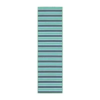Covington Home Marquesas Multi Stripe 2'3"X7'6" Indoor Outdoor Rectangular Runner