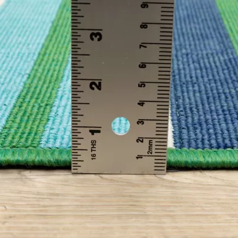 Covington Home Marquesas Multi Stripe 7'10"X7'10" Indoor Outdoor Round Area Rug