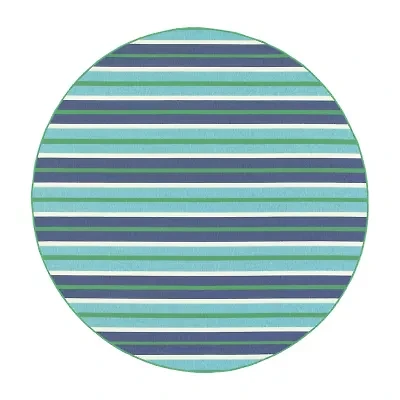 Covington Home Marquesas Multi Stripe 7'10"X7'10" Indoor Outdoor Round Area Rug