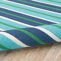 Covington Home Marquesas Multi Stripe 7'10"X7'10" Indoor Outdoor Round Area Rug