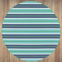 Covington Home Marquesas Multi Stripe 7'10"X7'10" Indoor Outdoor Round Area Rug