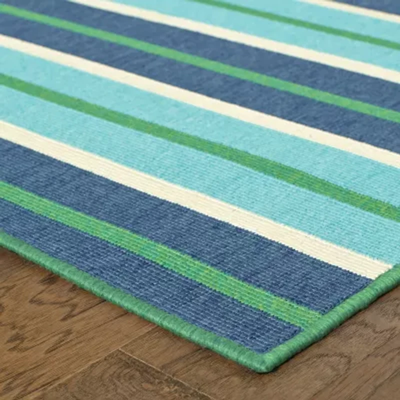 Covington Home Marquesas Multi Stripe Indoor Outdoor Rectangular Area Rug