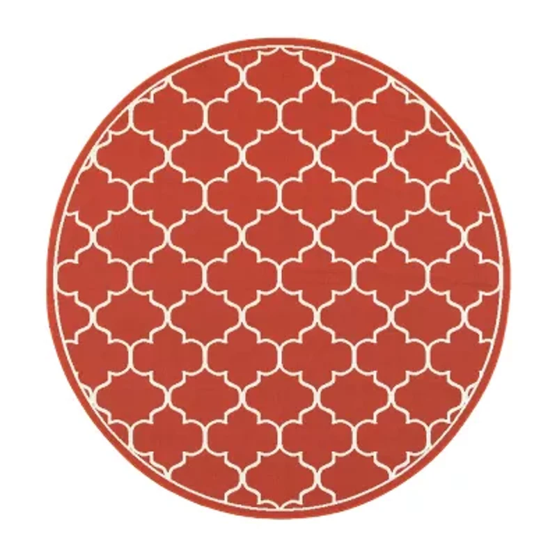 Covington Home Marquesas Scallop Trellis 7'10"X7'10" Indoor Outdoor Round Area Rug