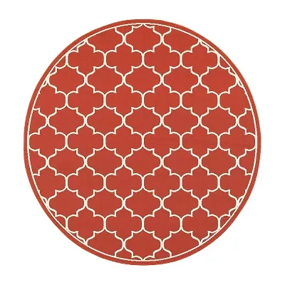 Covington Home Marquesas Scallop Trellis 7'10"X7'10" Indoor Outdoor Round Area Rug