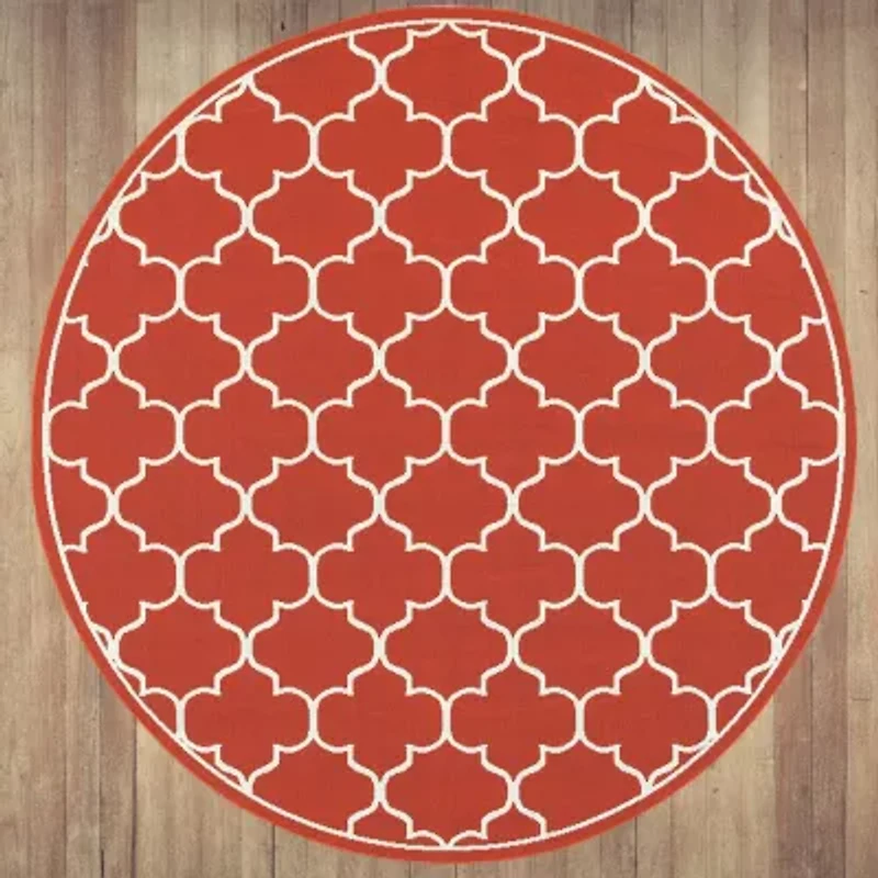 Covington Home Marquesas Scallop Trellis 7'10"X7'10" Indoor Outdoor Round Area Rug