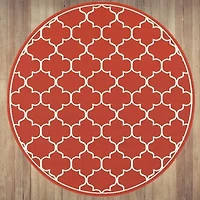 Covington Home Marquesas Scallop Trellis 7'10"X7'10" Indoor Outdoor Round Area Rug